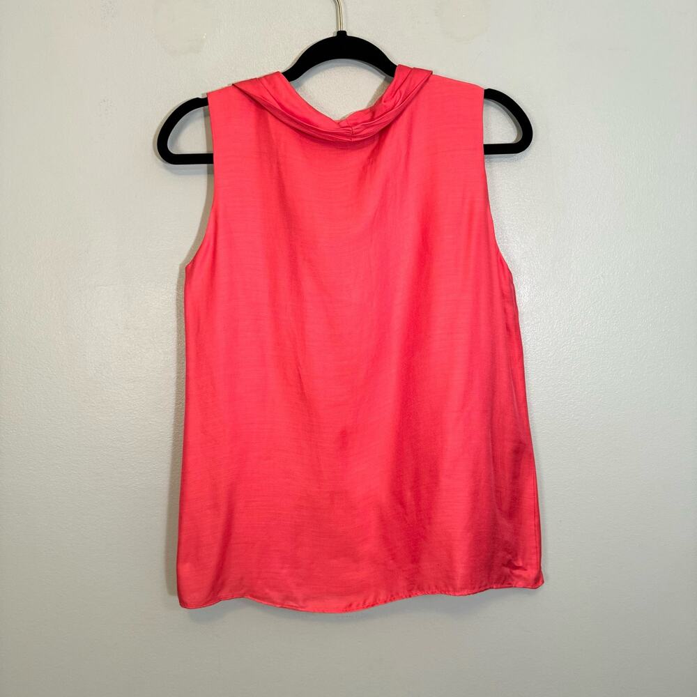 TIBI Blouse Top Womens 8 Silk Blend Bow Tie Cowl Neck Sleeveless Career Pink - Picture 2 of 8